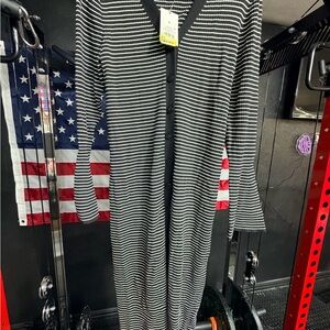 a new day Black and White Striped Button-Front Dress